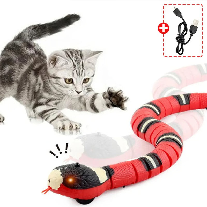 Smart Sensing Cat Toys Interactive Automatic Eletronic Snake Cat Teaser Indoor Play Kitten Toy USB Rechargeable for Cats