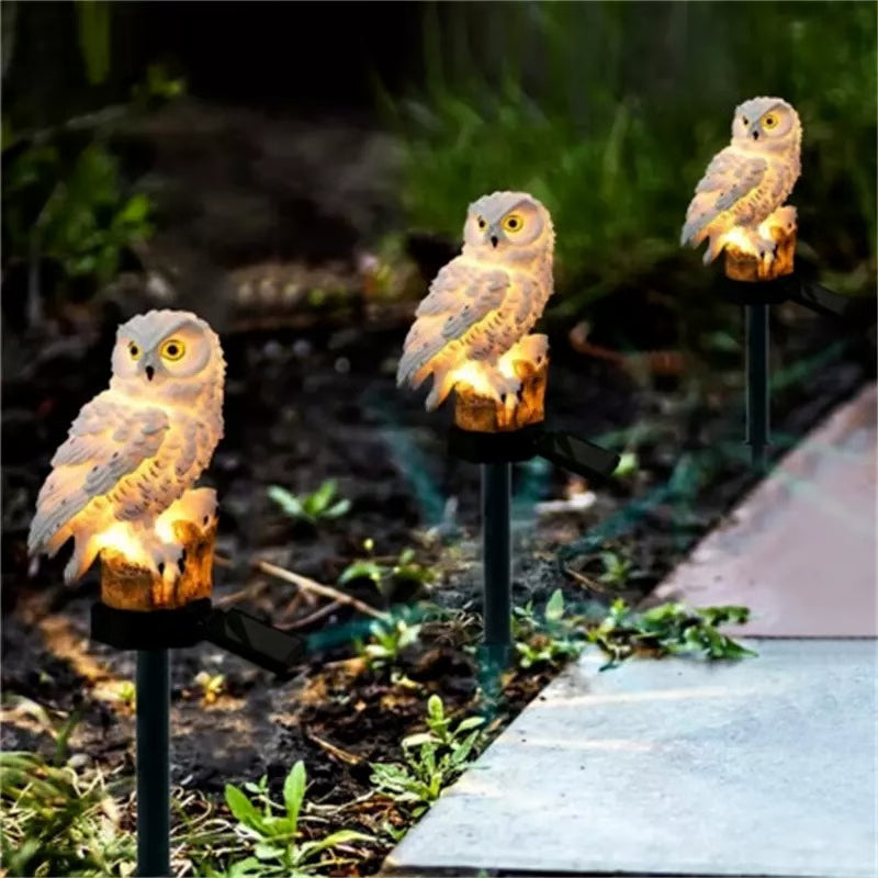 Outdoor Solar Power Led Owl Light Garden Yard Landscape Decor Lamp Waterproof
