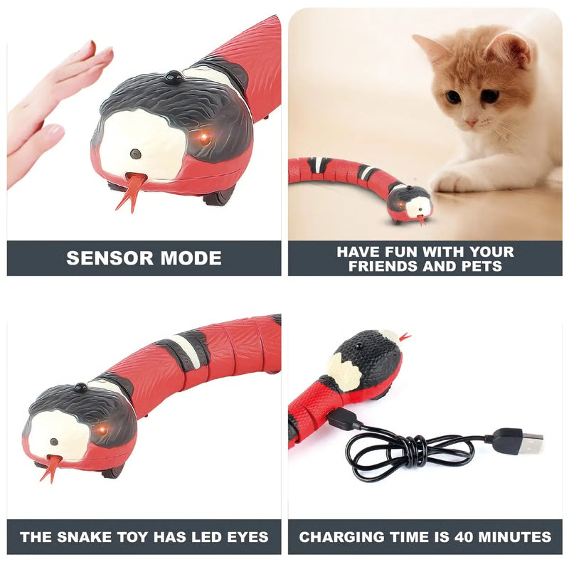 Smart Sensing Cat Toys Interactive Automatic Eletronic Snake Cat Teaser Indoor Play Kitten Toy USB Rechargeable for Cats
