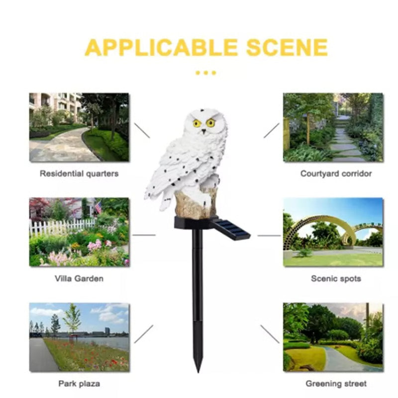 Outdoor Solar Power Led Owl Light Garden Yard Landscape Decor Lamp Waterproof